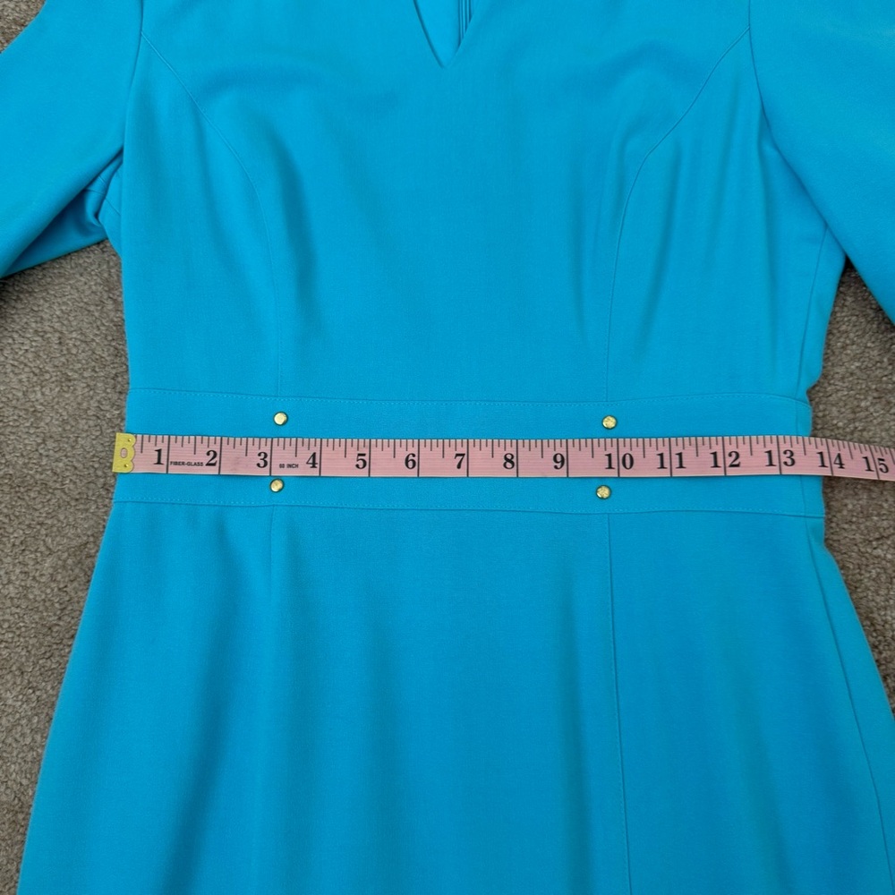 Tahari ASL Blue V-Neck Sheath Dress Midi Work - Picture 8 of 13